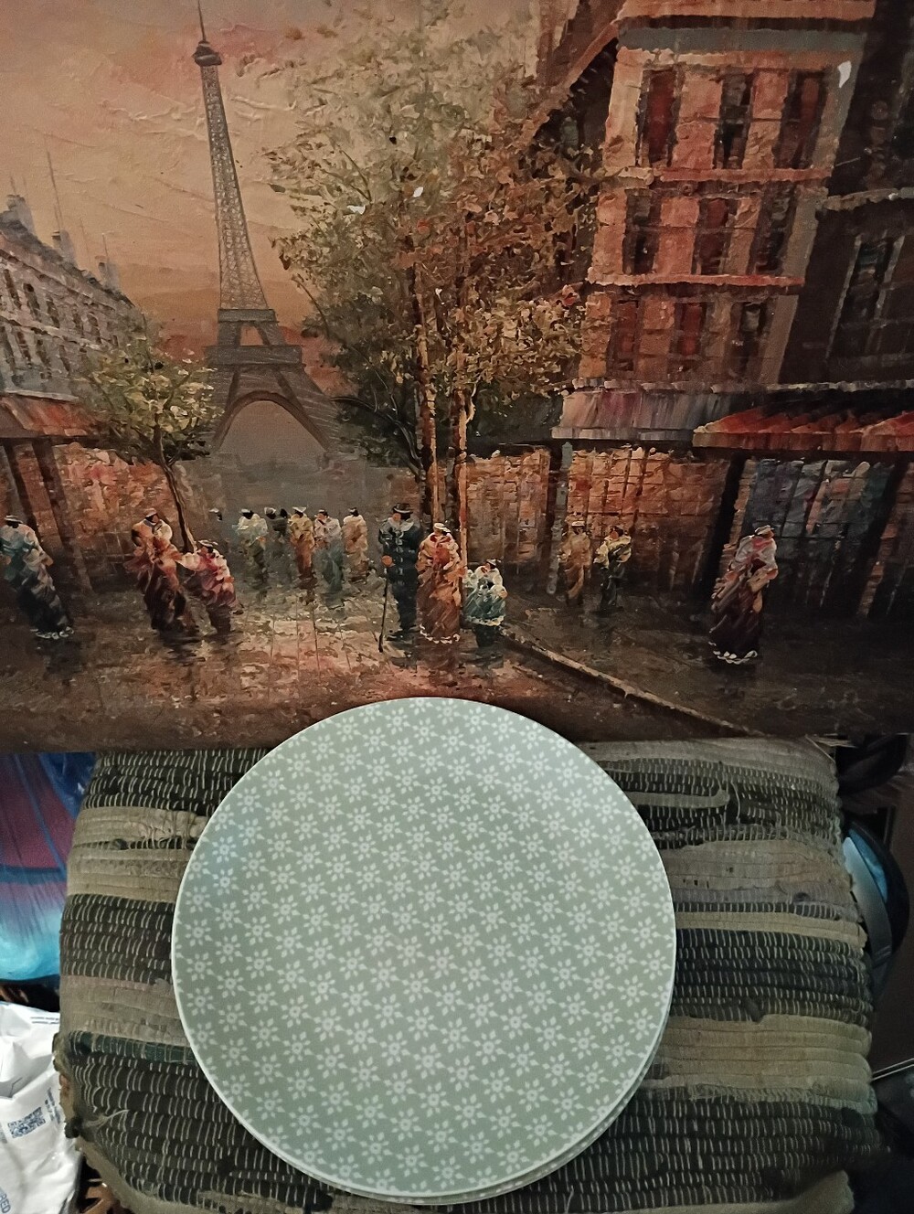 Mainstays Stoneware Dinner Plate in Sage Floral Pattern.